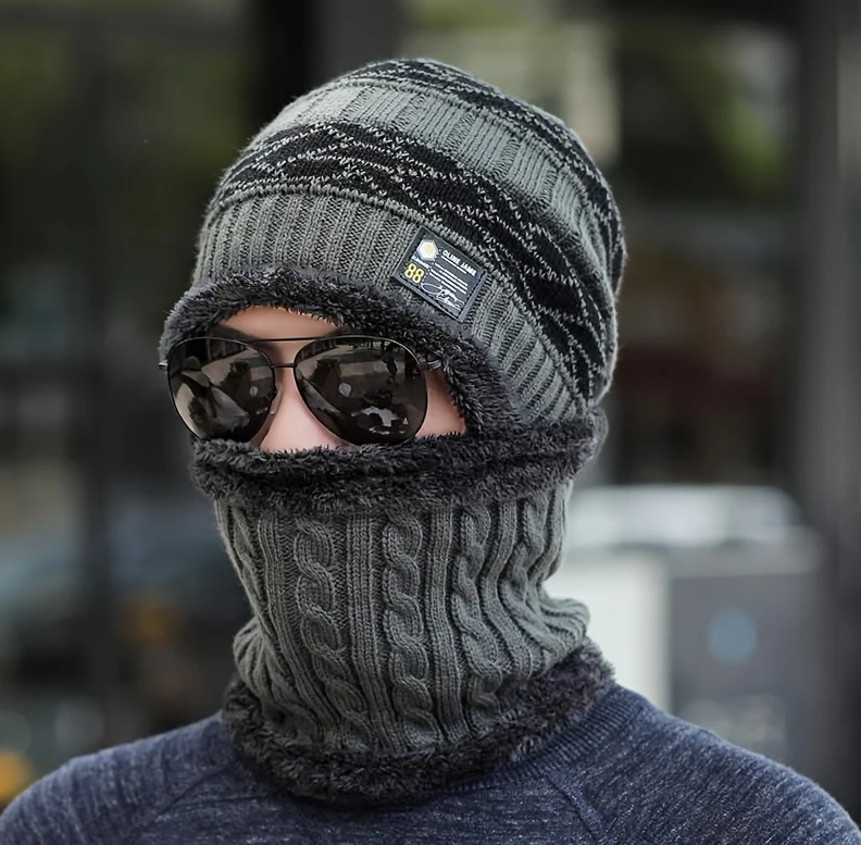 Men’s Winter Warm Beanie Hat & Scarf Set – Knitted Skull Cap & Neck Warmer Men’s Winter Warm Beanie Hat & Scarf Set – Knitted Skull Cap & Neck Warmer