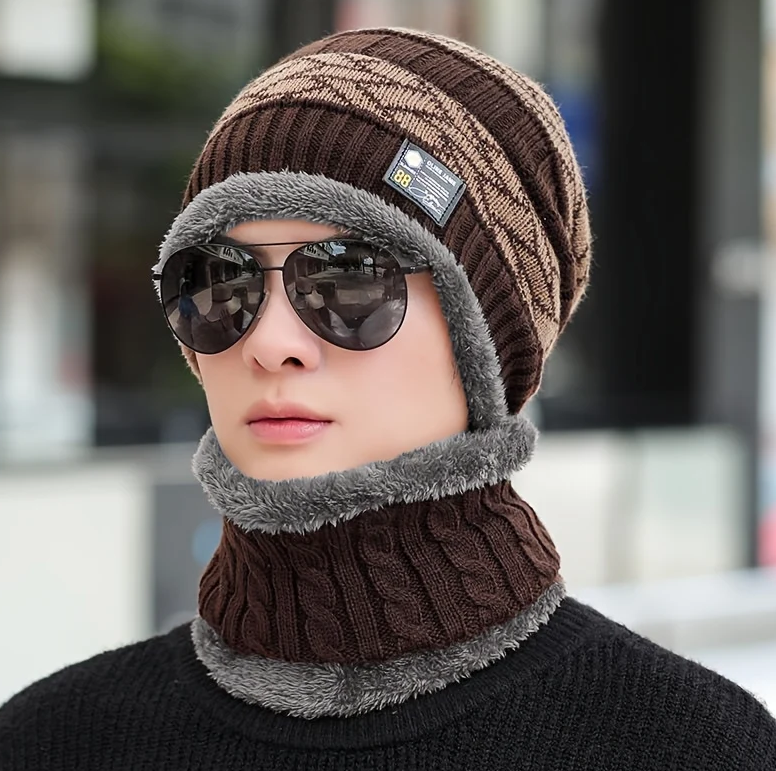 Men’s Winter Warm Beanie Hat & Scarf Set – Knitted Skull Cap & Neck Warmer Men’s Winter Warm Beanie Hat & Scarf Set – Knitted Skull Cap & Neck Warmer