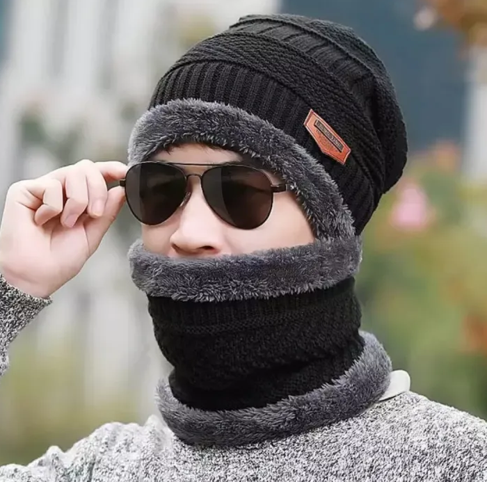 Men’s Winter Warm Beanie Hat & Scarf Set – Knitted Skull Cap & Neck Warmer Men’s Winter Warm Beanie Hat & Scarf Set – Knitted Skull Cap & Neck Warmer