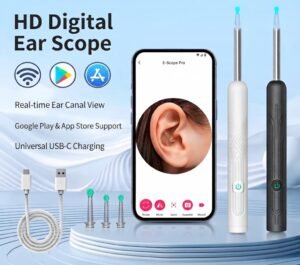 Smart Visual Ear Cleaner with 1296P HD Camera & WiFi - Wireless Ear Wax Removal Tool with 6 LED Lights & Type-C Charging