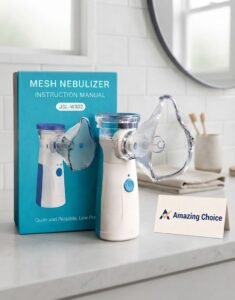 Portable Mesh Nebulizer JSL-W302 with Kids & Adult Masks – Compact Mini Inhaler for Asthma, Cough, Flu & Breathing Relief | Battery & USB Powered