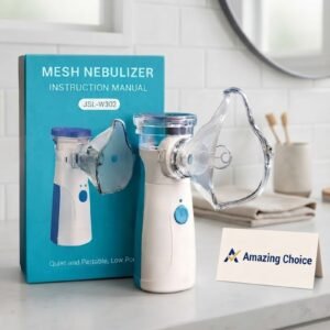 Portable Mesh Nebulizer JSL-W302 with Kids & Adult Masks – Compact Mini Inhaler for Asthma, Cough, Flu & Breathing Relief | Battery & USB Powered